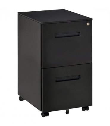Mobile Lockable File Cabinet w/ Adjustable Hanging File Folder Black Vinsetto