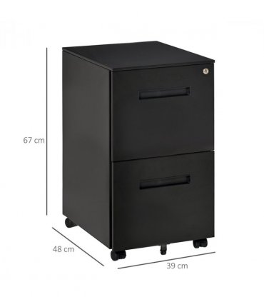 Mobile Lockable File Cabinet w/ Adjustable Hanging File Folder Black Vinsetto