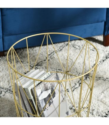 HOMCOM Set of 2 Nesting End Tables Side Tables w/ Basket Removable Top, White