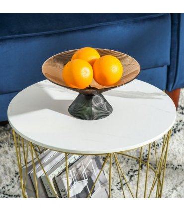 HOMCOM Set of 2 Nesting End Tables Side Tables w/ Basket Removable Top, White