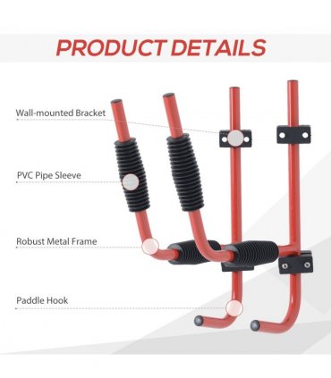 Kayak Wall Mount Rack Heavy Duty Storing Storage Hangers Canoe Fixings Iron Red