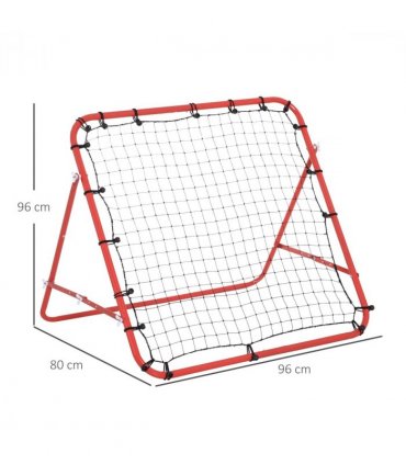 Rebounder Net Red Steel 96H x 96W x 80Dcm 84L x 84Wcm Football Baseball Tennis