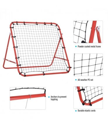 Rebounder Net Red Steel 96H x 96W x 80Dcm 84L x 84Wcm Football Baseball Tennis