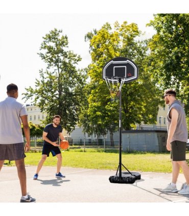 Adjustable Basketball Hoop Stand w/ Wheels and Weight Base 1.6-2.1m HOMCOM