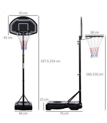 Adjustable Basketball Hoop Stand w/ Wheels and Weight Base 1.6-2.1m HOMCOM