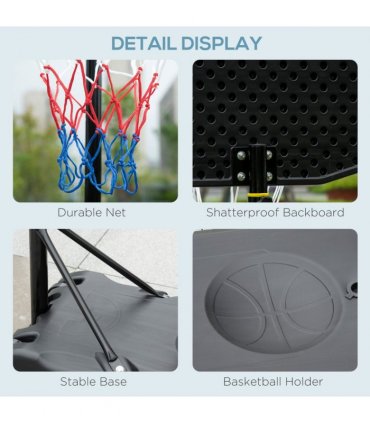 Adjustable Basketball Hoop Stand w/ Wheels and Weight Base 1.6-2.1m HOMCOM