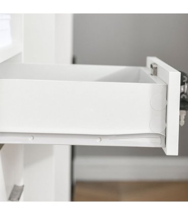 Mobile File Cabinet Lockable Documents Storage w/ 5 Wheels White Vinsetto