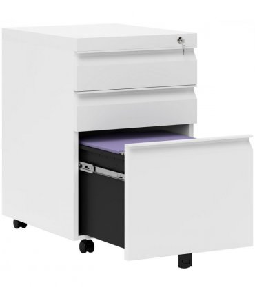 Mobile Vertical File Cabinet Lockable Metal Cabinet with 3 Drawers Vinsetto
