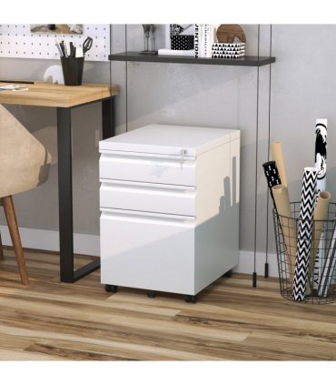 Mobile Vertical File Cabinet Lockable Metal Cabinet with 3 Drawers Vinsetto