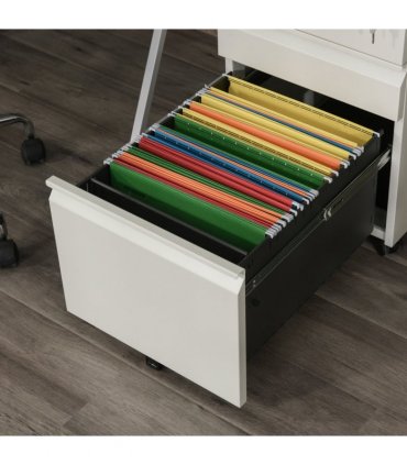Mobile Vertical File Cabinet Lockable Metal Cabinet with 3 Drawers Vinsetto