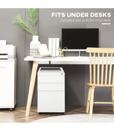 Mobile Vertical File Cabinet Lockable Metal Cabinet with 3 Drawers Vinsetto