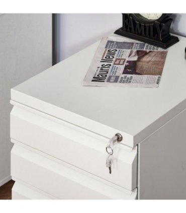 Mobile Vertical File Cabinet Lockable Metal Cabinet with 3 Drawers Vinsetto
