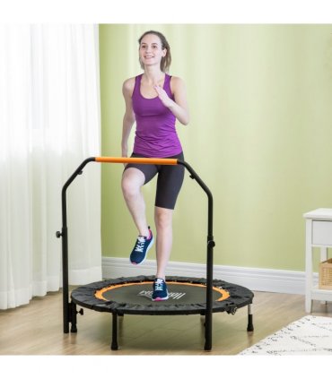 40" Foldable Mini Fitness Trampoline Rebounder Adjustable Foam Handle HOMCOM