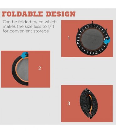 40" Foldable Mini Fitness Trampoline Rebounder Adjustable Foam Handle HOMCOM