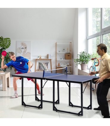 Tennis Table Ping Pong Foldable with Net Game Steel 183cm Indoor, Blue HOMCOM