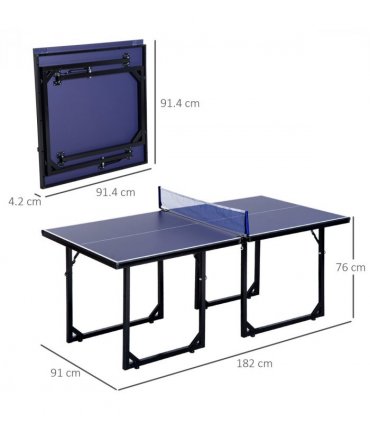 Tennis Table Ping Pong Foldable with Net Game Steel 183cm Indoor, Blue HOMCOM