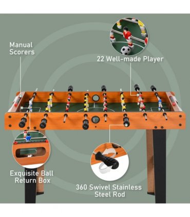 Wooden Soccer Football Table 84.5cm Arcades Game Room Bar, 2 Foosballs HOMCOM