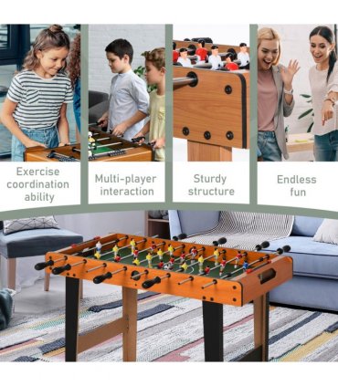Wooden Soccer Football Table 84.5cm Arcades Game Room Bar, 2 Foosballs HOMCOM