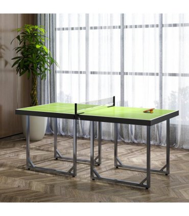 Tennis Table Ping Pong Foldable with Net Game Steel 182cm Indoor, Green HOMCOM