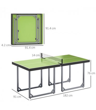 Tennis Table Ping Pong Foldable with Net Game Steel 182cm Indoor, Green HOMCOM