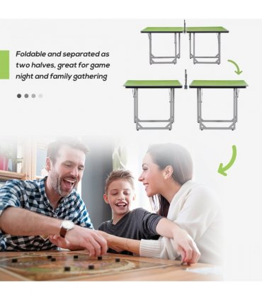 Tennis Table Ping Pong Foldable with Net Game Steel 182cm Indoor, Green HOMCOM