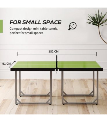 Tennis Table Ping Pong Foldable with Net Game Steel 182cm Indoor, Green HOMCOM