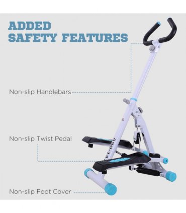Stepper Fitness Exercise Handle Bar Machine Cardio Foldable Workout HOMCOM