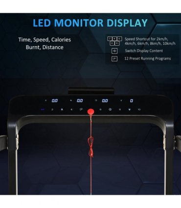 1.85HP Foldable Electric Treadmill Fitness Safety Lock LED screen-Black HOMCOM