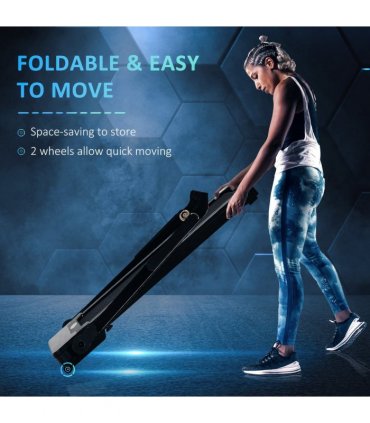 1.85HP Foldable Electric Treadmill Fitness Safety Lock LED screen-Black HOMCOM