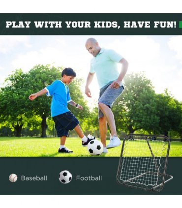 Football, Baseball Rebounder Net Goal Training Set Black Iron, PE 78L x 84W
