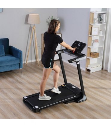 Treadmill - 500W Motorised 1-12km/h Folding Frame Wheels Preset Programs - Black