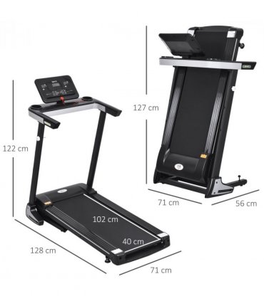 Treadmill - 500W Motorised 1-12km/h Folding Frame Wheels Preset Programs - Black