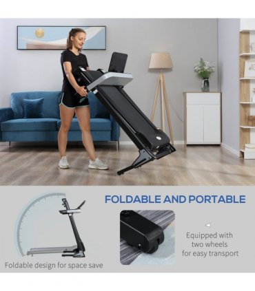 Treadmill - 500W Motorised 1-12km/h Folding Frame Wheels Preset Programs - Black