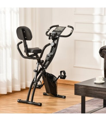 2-In-1 Upright Exercise Bike 8-Level Adjustable with Pulse Sensor Black HOMCOM