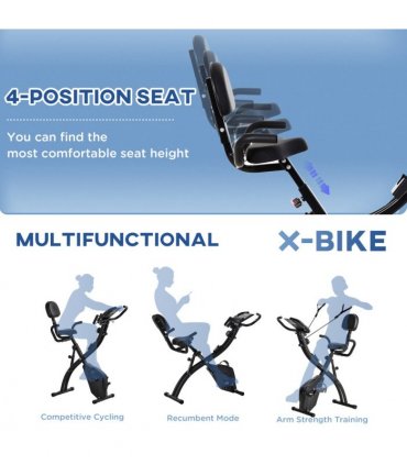2-In-1 Upright Exercise Bike 8-Level Adjustable with Pulse Sensor Black HOMCOM