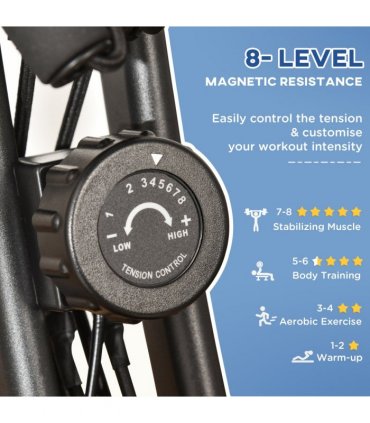 2-In-1 Upright Exercise Bike 8-Level Adjustable with Pulse Sensor Black HOMCOM