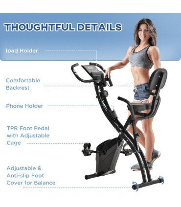 2-In-1 Upright Exercise Bike 8-Level Adjustable with Pulse Sensor Black HOMCOM