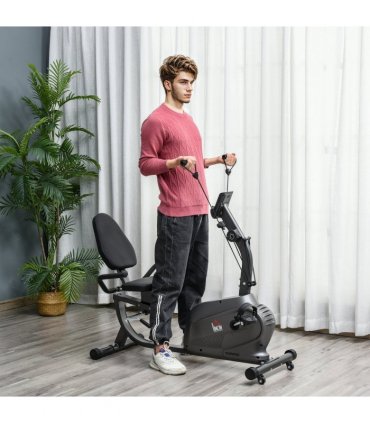 Exercise Training Stationary Cycling Bike w/ LCD Monitor & Pad Holder HOMCOM