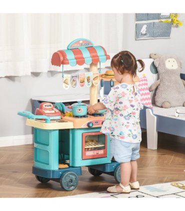 50 Pcs Kids Kitchen Play set Pretend Trolley Cart Toys for Age 3-6