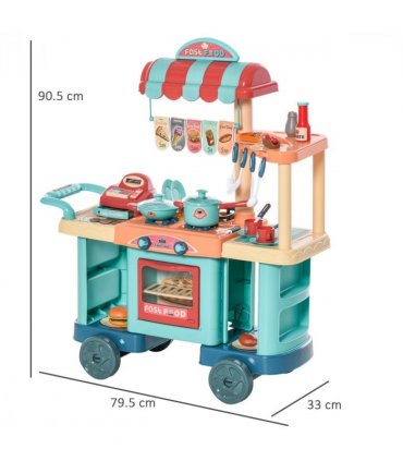 50 Pcs Kids Kitchen Play set Pretend Trolley Cart Toys for Age 3-6