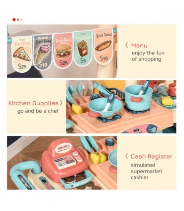 50 Pcs Kids Kitchen Play set Pretend Trolley Cart Toys for Age 3-6
