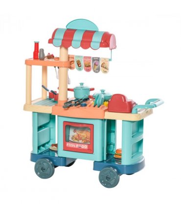 50 Pcs Kids Kitchen Play set Pretend Trolley Cart Toys for Age 3-6