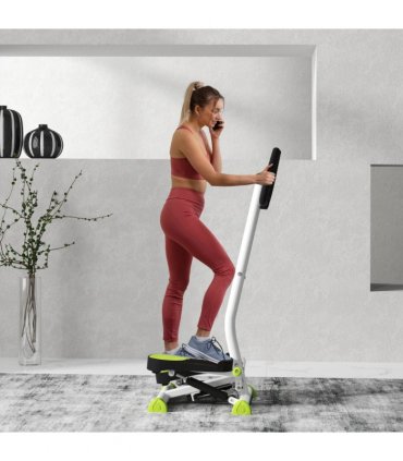Adjustable Stepper Aerobic Ab Exercise Machine LCD Screen Handle, White HOMCOM