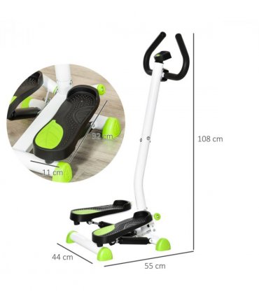 Adjustable Stepper Aerobic Ab Exercise Machine LCD Screen Handle, White HOMCOM