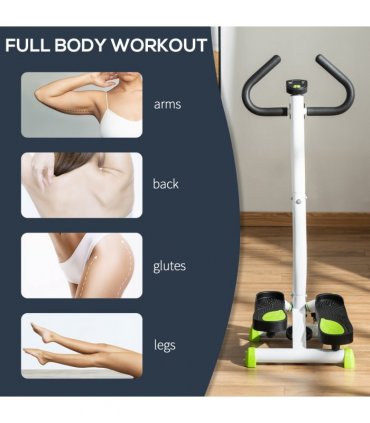 Adjustable Stepper Aerobic Ab Exercise Machine LCD Screen Handle, White HOMCOM
