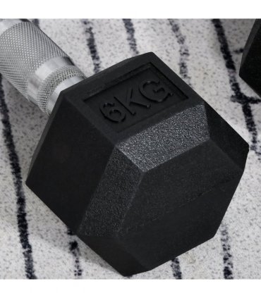Hexagonal Dumbbells Kit Weight Lifting Exercise for Home Fitness 2x6kg HOMCOM