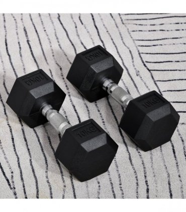 Hexagonal Dumbbells Kit Weight Lifting Exercise for Home Fitness 2x10kg HOMCOM