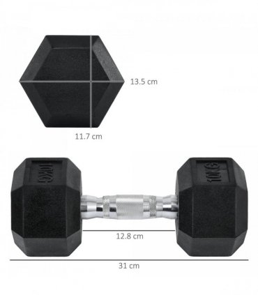 Hexagonal Dumbbells Kit Weight Lifting Exercise for Home Fitness 2x10kg HOMCOM