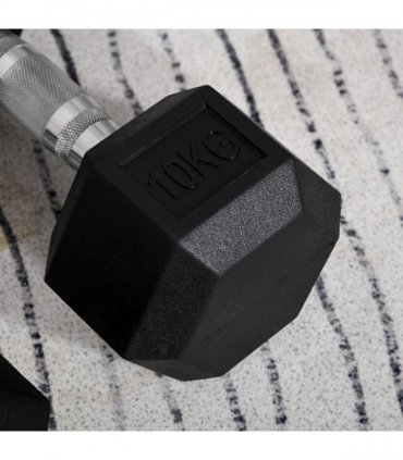Hexagonal Dumbbells Kit Weight Lifting Exercise for Home Fitness 2x10kg HOMCOM