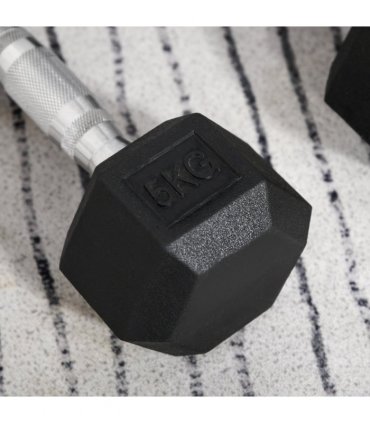 Hexagonal Dumbbells Kit Weight Lifting Exercise for Home Fitness 2x5kg HOMCOM